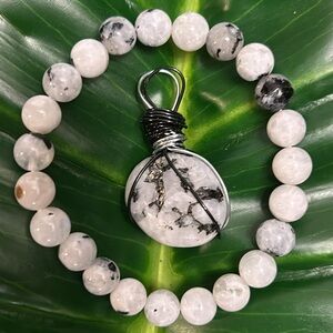 RAINBOW MOONSTONE crystal necklace & bracelet set